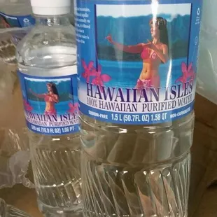 Hawaiian isle bottled water that are just relabeled with Hawaiian mist labels