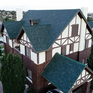 an aerial view of a home