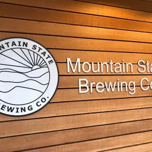 Logo on the front of the building