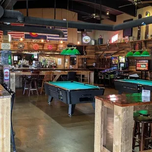 Pool tables, Pinball, and Dartboards!