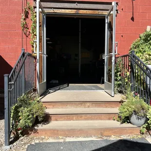 the entrance to the building