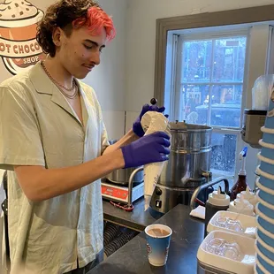 Homemade hot chocolate and whipped cream