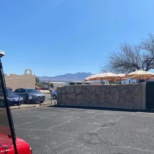 Patio faces the mountains