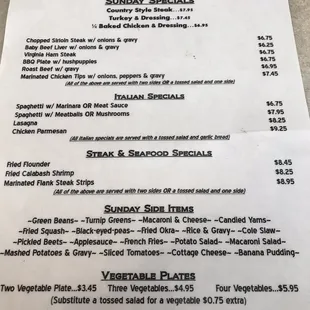 menu