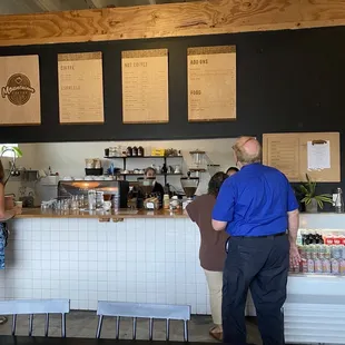 Ordering line. Menu on wood boards