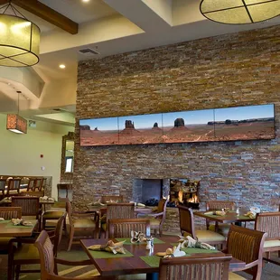 fireplace and dining area