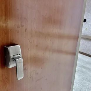 Spots and drops of who knows what.  Empty room.  Not sure when it was "cleaned" last.