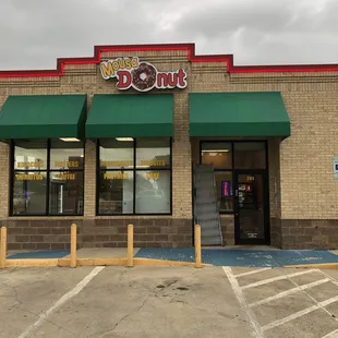 Outside, front of building