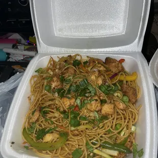 Chow Mein Noodles with chicken added
