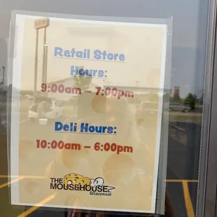 a sign in a store window