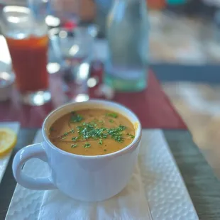 Lentil Soup made with red lentils was both satisfying for my appetite and health!