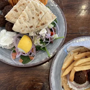 Falafel Entree and Falafel Sandwich