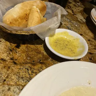 Bread and garlic butter sauce. The sauce is so good