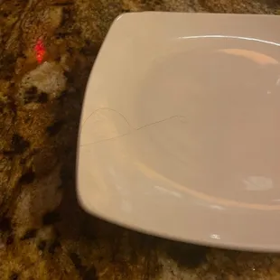 Hair on plate.