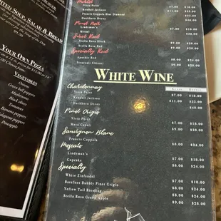 Drink menu
