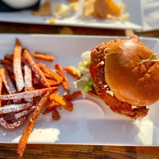 *Louisiana Hot Chicken and sweet potato fries