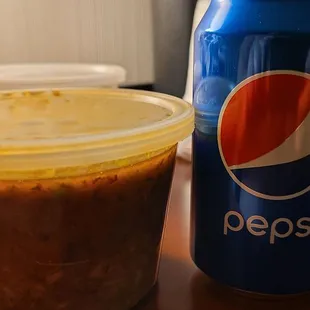 Large Gumbo w shrimp . Tastes very good .Large gumbo $10 + shrimp $9 = $19 . The quantity doesn't match quantity but still taste good .