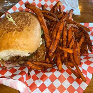Burger and fries