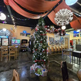 Interior was decorated for Christmas