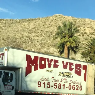 Beautiful day for moving! Featuring:  Move West, The El Paso sky and mountainside!