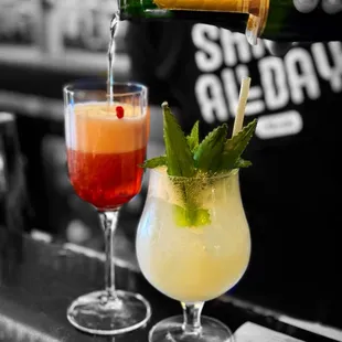 Pomegranate mimosa and pico lima mocktail | ig: whaEVAeats