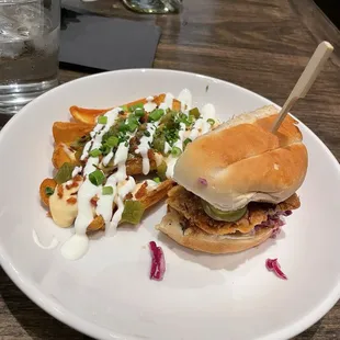 half honey chicken with comfort fries