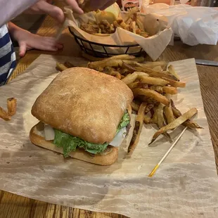 a sandwich and french fries