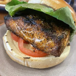 Lunch menu: salmon sandwich