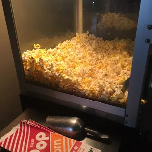 Free freshly made popcorn while you wait!