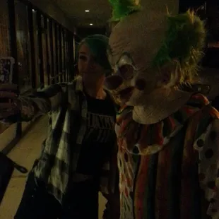 Waitint in line to enter the haunted house.