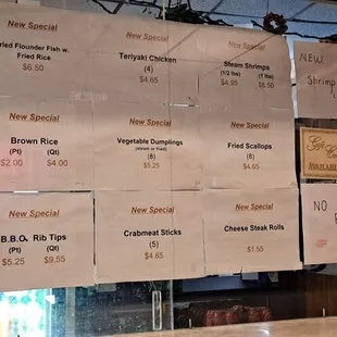 menus and prices