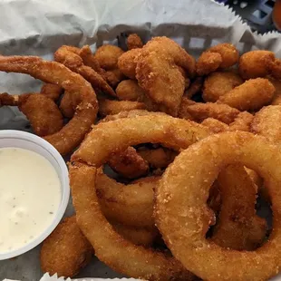 Fried Shrimp and onion rings. Delicious!