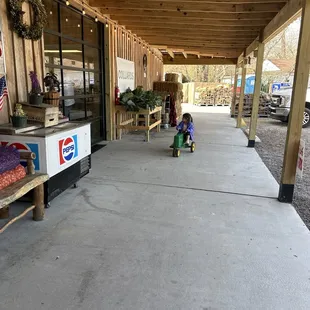 a small child riding a toy car