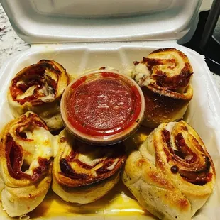 Pepperoni and cheese pinwheels