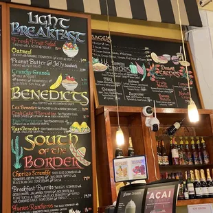 a menu on the wall