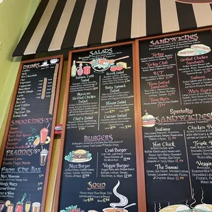menus on the wall