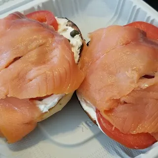 #4 Lox, cream cheese, red onion, tomato and capers