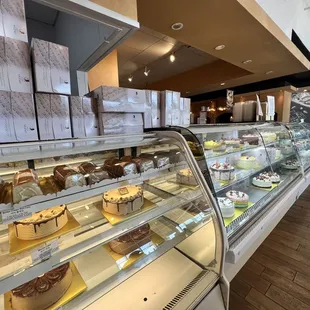 a display of cakes and pastries