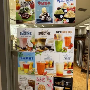 menus on a glass door