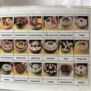 the different types of cakes