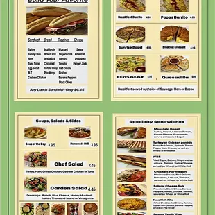the menu of the moze cafe