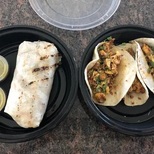 Breakfast burrito and breakfast tacos.... where have these been all of my life?! Soooo good