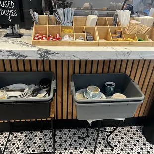 Not too excited about the placement of their dirty dishes bins :(