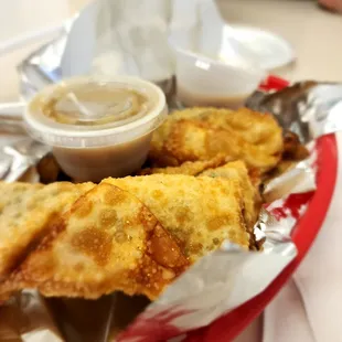 a basket of fried food