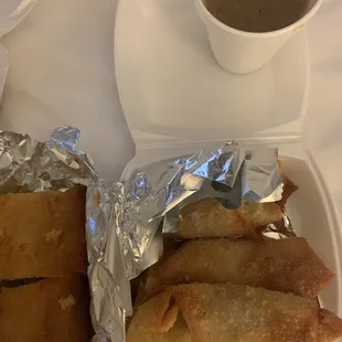 Soul rolls with gravy, and cornbread both amazing