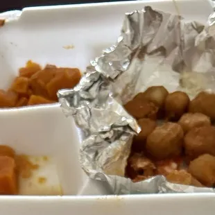 What was left from my fried catfish dinner... yams, and fried okra! Sorry, no photos of the catfish. I scarfed it down.