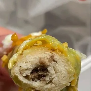 the inside of a burrito