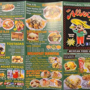 The menu as of July 7th 2022.