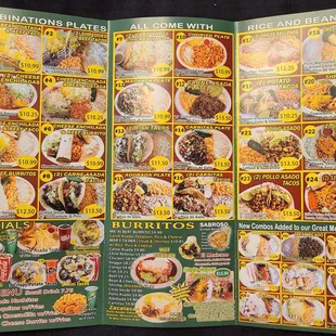 The menu as of July 7th 2022.