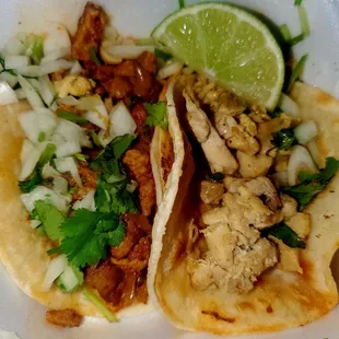 Al pastor and chicken taco both no sauce for my son